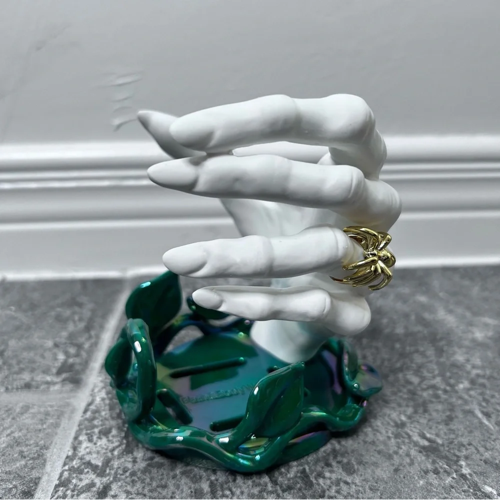 Bath and Bodyworks Witch Hand Soap Holder 2022 Gold Spider Ring Halloween
